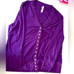 New w/o tags~Zenana Outfitters Purple Button Up Sweater. Very Soft Knit.
